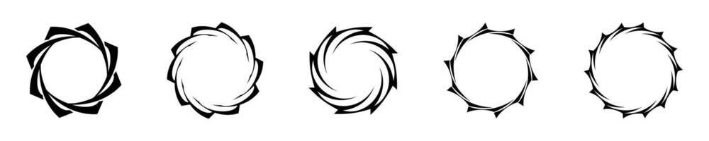 Abstract Circular Frame Designs with Swirling Patterns Set vector