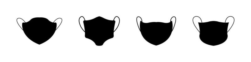 Silhouette Icons of Protective Face Masks Set vector