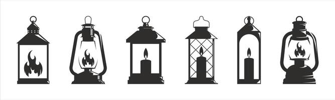 Vintage Lantern Icons with Flames and Candles vector