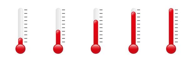 Thermometer Icons Showing Temperature Levels vector