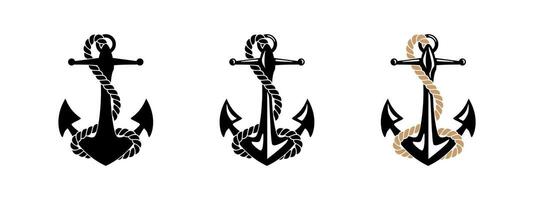 Anchor Icon Set with Rope Details vector