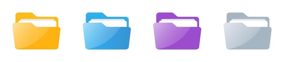 Colorful File Folder Icons with Documents vector
