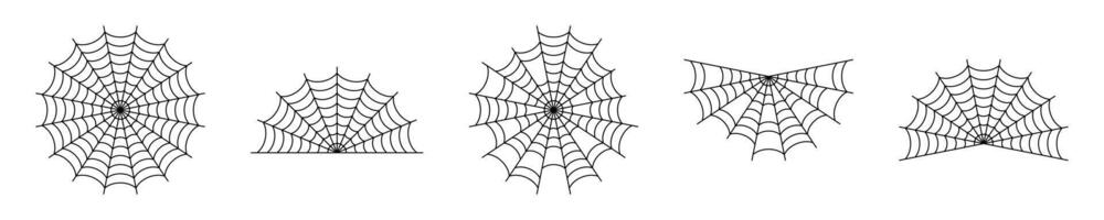 Symmetrical Spider Web Designs Set vector