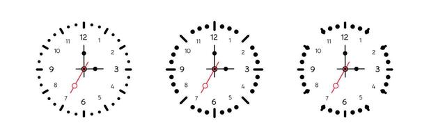 Minimalist Analog Clock Designs with Markers Set vector