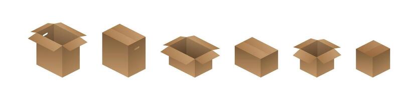 Isometric Open and Closed Cardboard Boxes vector
