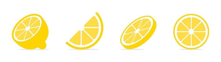 Lemon Slices and Halves Icon Set vector
