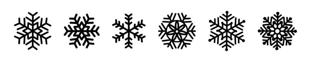Black Snowflake Icon Set. vector