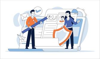 Digital signature and data protection and user engagement in digital marketing vector