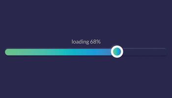 Progress load bar. Indicator of status download. Graphic icons of interface. Neon buttons of speed of upload. Web loaders with percent. Futuristic UI for website, game, internet vector