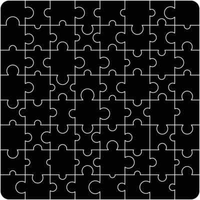 Puzzle pieces square. Puzzle game template with right angles, rounded.