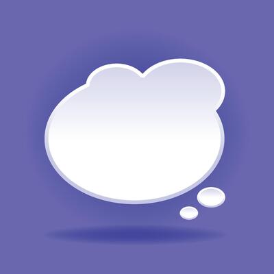 3D speech bubble on blue background