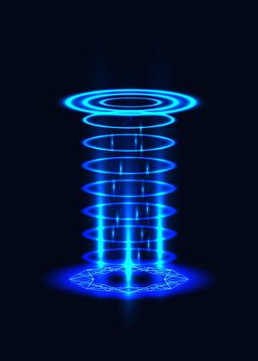 Futuristic Teleport Energy Cylinders with Stunning Glowing Effects That Captivate the Imagination