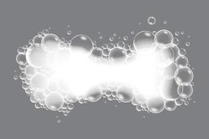 Soap bubbles, displaying unique designs, gracefully float on a plain gray surface vector