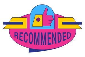 Recommended badge banner. Banner recommended with thumbs up. Advertising badges with like vector