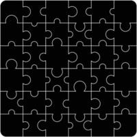 Puzzle pieces square. Puzzle game template with right angles, rounded. vector