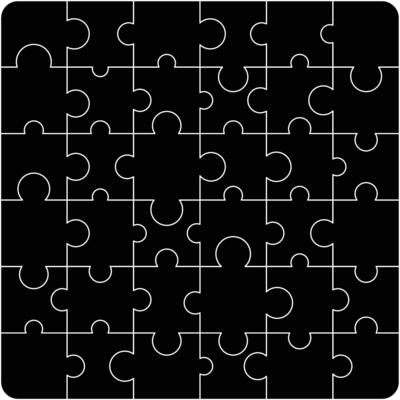 Puzzle pieces square. Puzzle game template with right angles, rounded.
