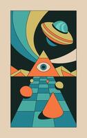 An Abstract Psychedelic Cosmic Journey A Deep and Creative Exploration of Geometric Space Art Concepts vector