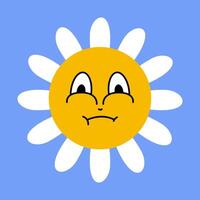 Daisy flower smiling face, cute sunflower emoji for different emotions, great for adding joy to your designs vector