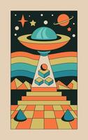 An Abstract Psychedelic Cosmic Journey A Deep and Creative Exploration of Geometric Space Art Concepts vector
