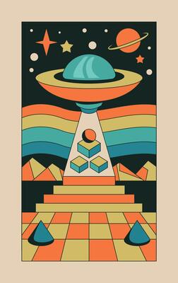 An Abstract Psychedelic Cosmic Journey A Deep and Creative Exploration of Geometric Space Art Concepts