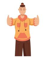 Person Character Showing Positive Gesture Like Thumb Up and Ok Symbol Illustration vector