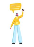 Social Networking Virtual Relationships Concept with Speech bubble. Flat People Characters Chatting via Internet Using Smartphone vector