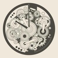 An Intricate Clockwork Design that Features Numerous Gears and Complex Mechanisms within it vector