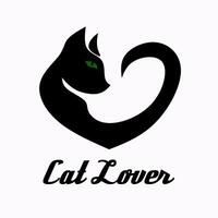 Illustration of a graphic design of a cat in the shape logo of cat lovers vector