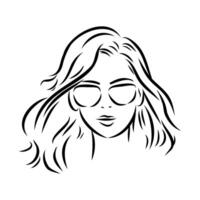 the head of a beautiful girl with glasses vector