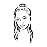 The head of an elegant girl model drawing vector