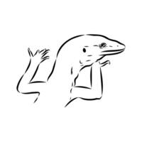 Carnivorous tree monitor lizard drawing vector