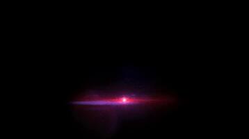 Glowing red and blue horizontal light burst in darkness with a futuristic energy effect. Sci-fi concept video