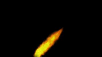 Fiery projectile moving through darkness with intense burning trail. Motion concept video