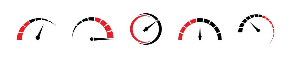 Speedometer Vevtor Icons with Red and Black Design vector