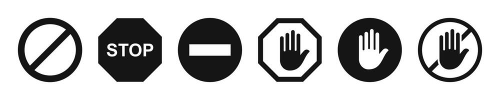 Prohibition and stop signs collection set vector