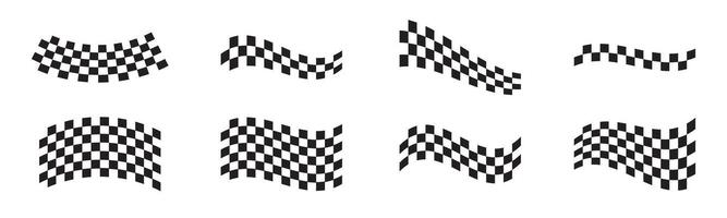 Waving Black and White Checkered Flags Set vector