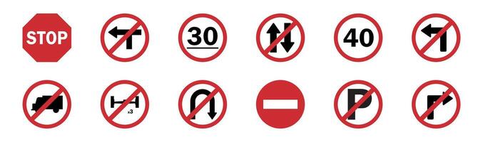 Prohibition Traffic Signs Set vector