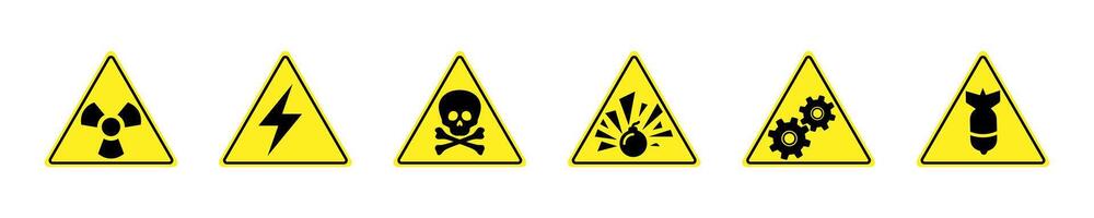 Hazard Warning Symbols in Triangle Collection vector