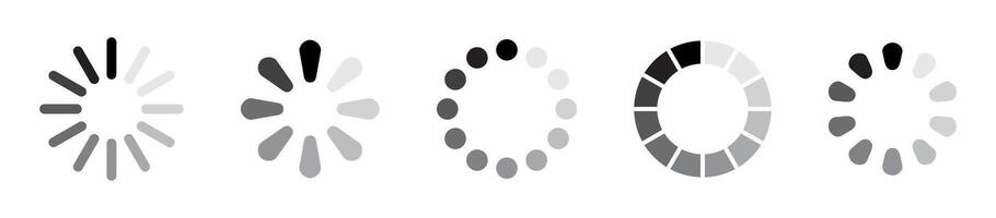 Loading Spinner Icons in Grayscale Set vector