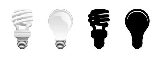 Light Bulb Icons and Relistic in Variations Set vector
