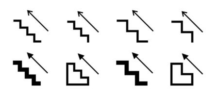 Staircase Arrow Icons Representing Progress Set vector