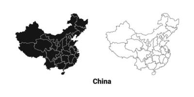 China Map with Provincial Boundaries Set vector