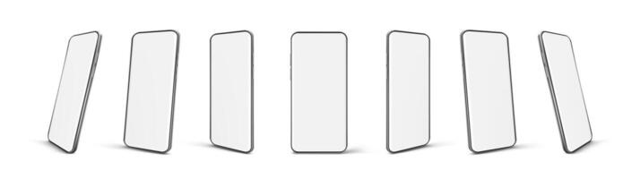 Modern Smartphone Mockups in Multiple Angles Set vector
