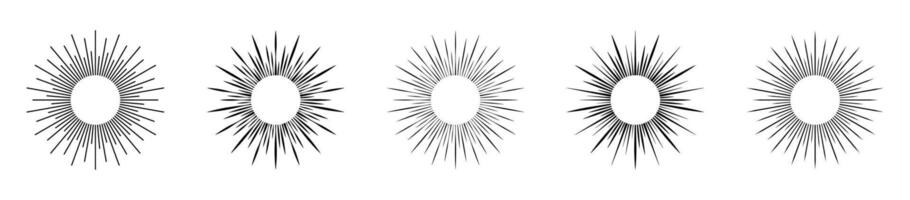 Radiating Sunburst Patterns in Minimalist Style Set vector