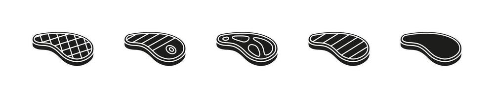 Steak Icon Set with Grilling Patterns vector