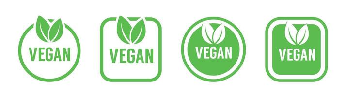 Vegan Product Badges with Leaf Symbols Set vector