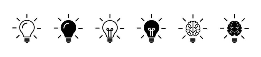 Light Bulb and Brain Icon Set vector
