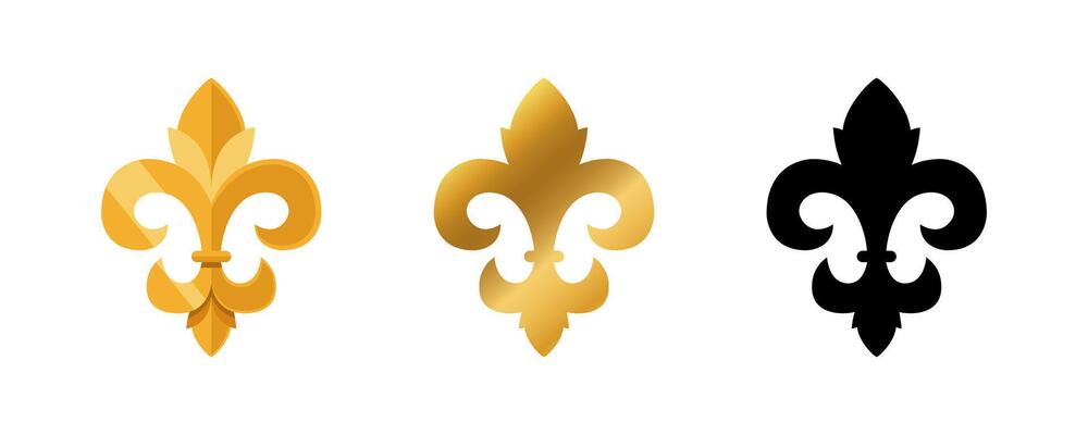 Fleur de Lis Symbols in Gold and Black Set