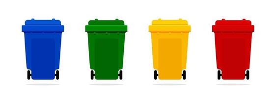 Colored Recycling Bins for Waste Sorting Set vector