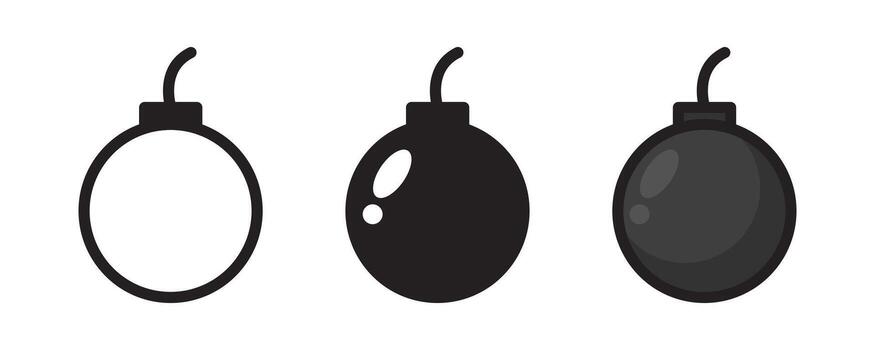 Bomb Icon Set Design in Three Variants vector